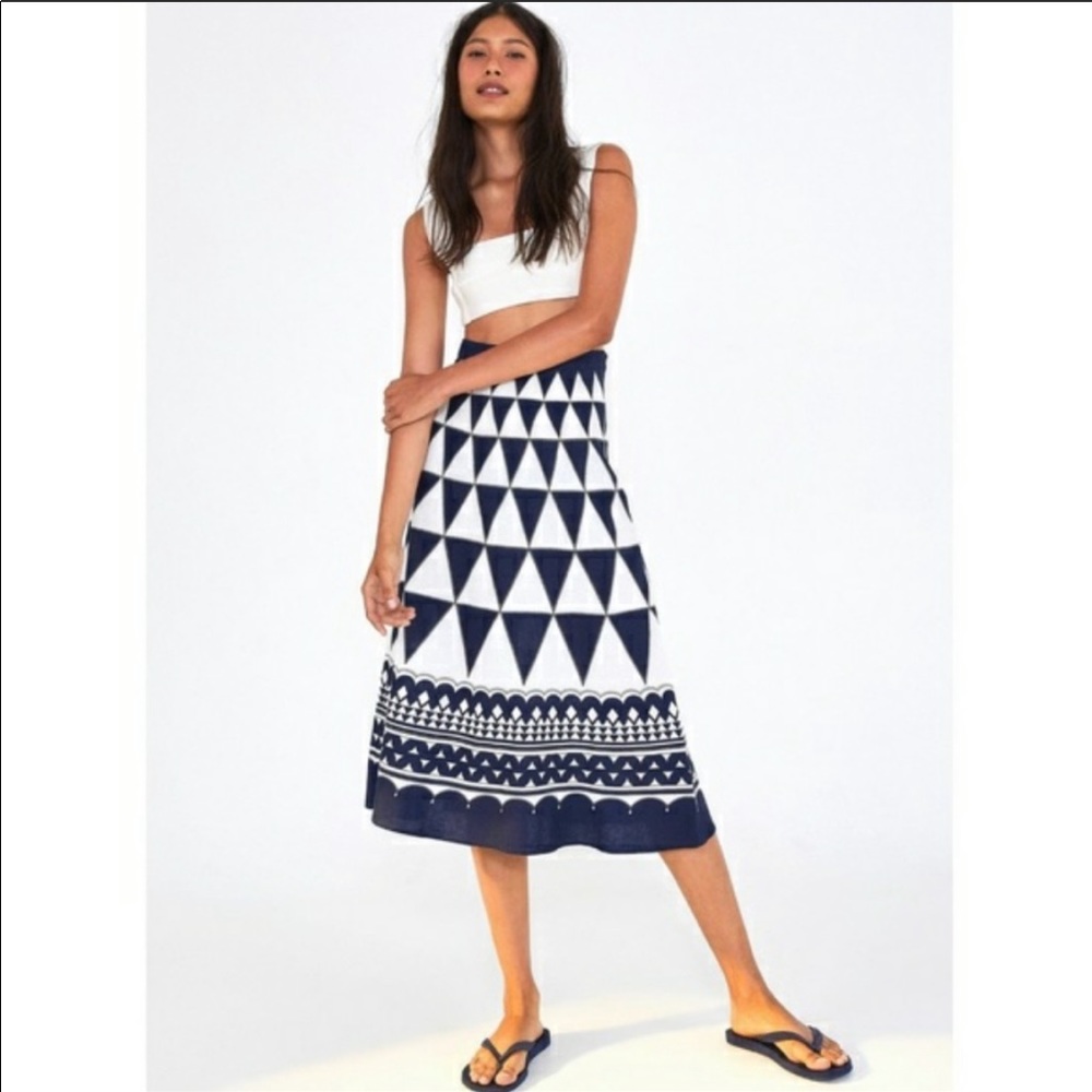 Farm Rio Blue & White Pyramid Skirt